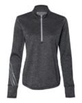 Adidas-Women's Brushed Terry Heathered Quarter-Zip Pullover-A285