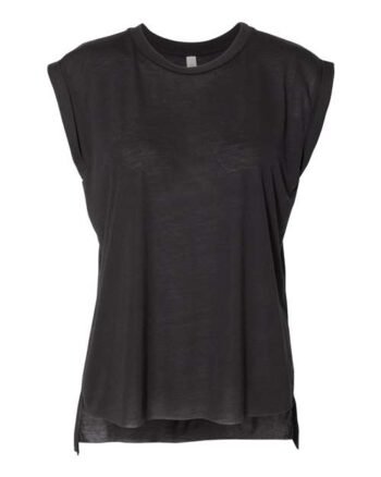 BELLA + CANVAS-Women’s Flowy Rolled Cuffs Muscle Tee-8804
