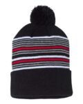 Sportsman-12" Striped Pom-Pom Cuffed Beanie-SP60
