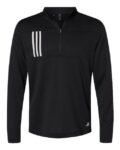 Adidas-3-Stripes Double Knit Quarter-Zip Pullover-A482