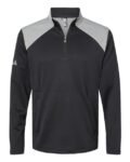 Adidas-Textured Mixed Media Quarter-Zip Pullover-A532